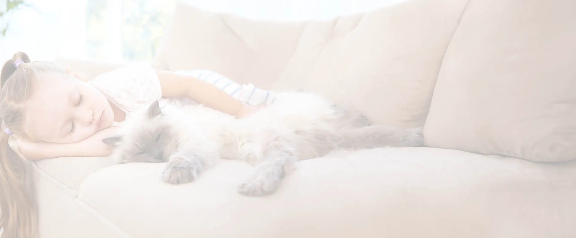 Girl laying with cat on couch